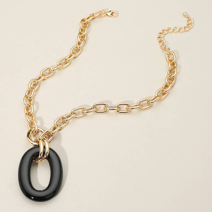 Oval Ring Pendant BLK
