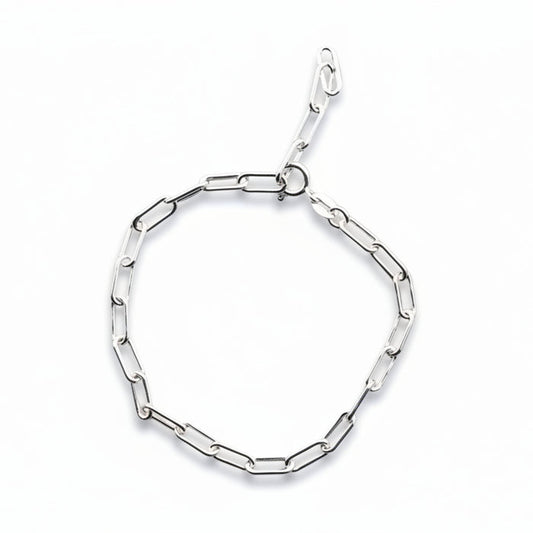 silverarmband med kedja / paperclip kedja 4 mm bred i äkta silver - 925 silver