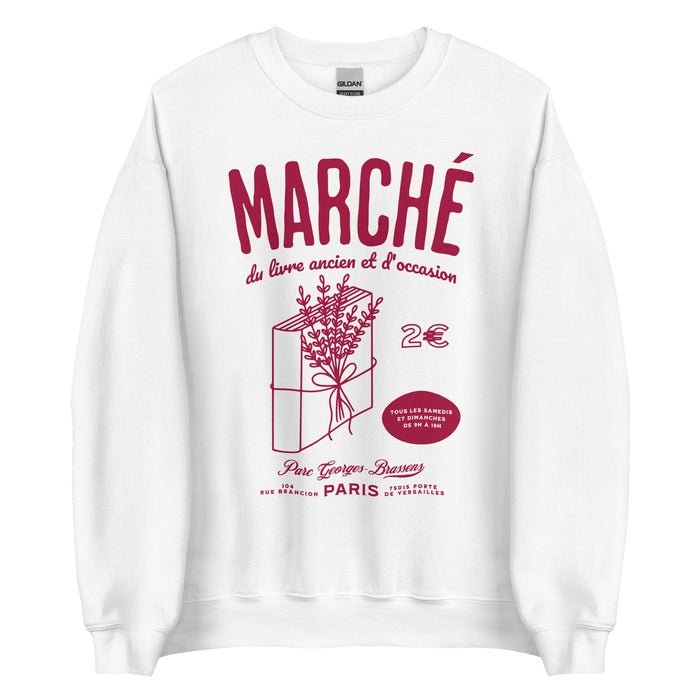Parc Georges Brassens Paris French Old Book Market Sweatshirt - The Bean Workshop - book lover gift, bookaholic apparel, French book market, Parc Georges Brassens, Paris souvenir, read everyday, Short n' Sweet Collection, sweater, sweatshirt, vintage book design