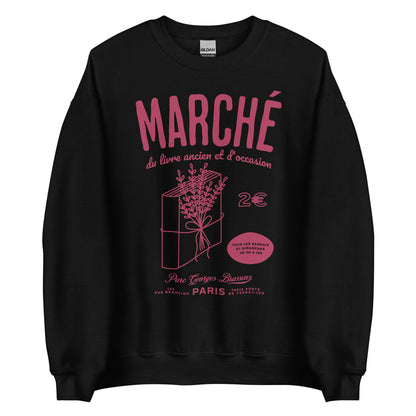 Parc Georges Brassens Paris French Old Book Market Sweatshirt - The Bean Workshop - book lover gift, bookaholic apparel, French book market, Parc Georges Brassens, Paris souvenir, read everyday, Short n' Sweet Collection, sweater, sweatshirt, vintage book design