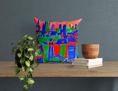 Paris City View, Tapestry Pillows, Abstract Pillow Case, Art Pillow, Colorful Pillow Case, Impressionist Pillow, 20X20 Pillow Cover