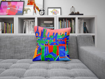 Paris City View, Tapestry Pillows, Abstract Pillow Case, Art Pillow, Colorful Pillow Case, Impressionist Pillow, 20X20 Pillow Cover