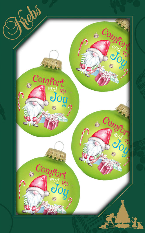 Parrot Green 2 5/8" Ball with Comfort and Joy Gnome (4)