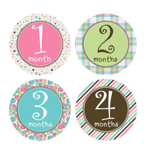 Pastel Colored Monthly Baby Stickers onesie sticker - INKtropolis