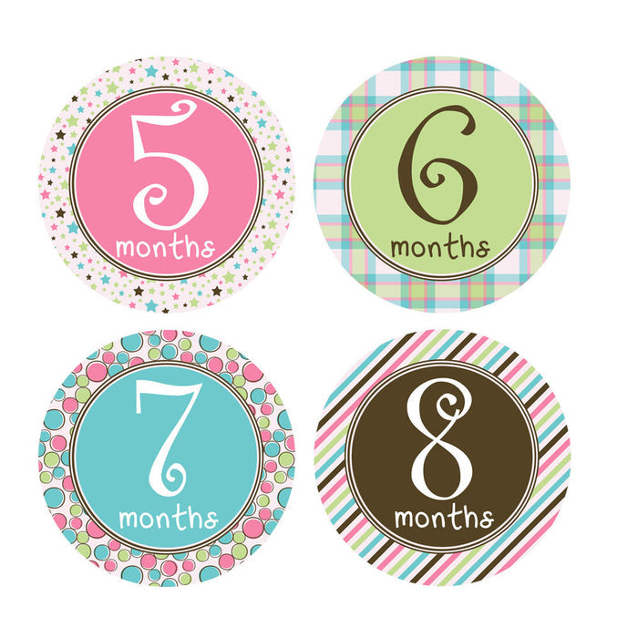 Pastel Colored Monthly Baby Stickers onesie sticker - INKtropolis