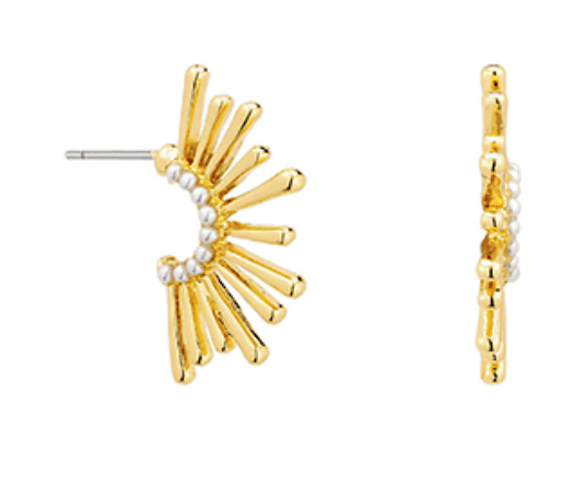 Jenn & Co. Pearl Accent Sunburst Hoops
