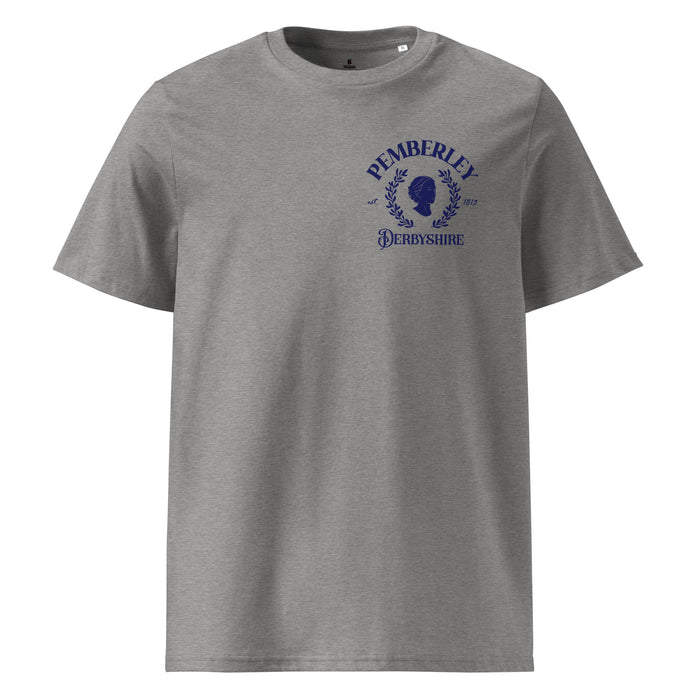 Pemberley T-shirt - The Bean Workshop - Austenites, Bookish Gift, Bookstagram, Collegiate Style, Dark Academia, Jane Austen, Left Chest Print, Minimalist Literary T-shirt for Readers, Pemberley Derbyshire Est 1813 Shirt, Pride and Prejudice, Reader Fashion, Ribbed neck T-shirt, Silhouette Design, T-shirt