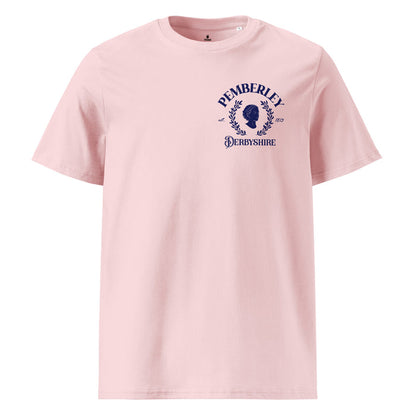 Pemberley T-shirt - The Bean Workshop - Austenites, Bookish Gift, Bookstagram, Collegiate Style, Dark Academia, Jane Austen, Left Chest Print, Minimalist Literary T-shirt for Readers, Pemberley Derbyshire Est 1813 Shirt, Pride and Prejudice, Reader Fashion, Ribbed neck T-shirt, Silhouette Design, T-shirt