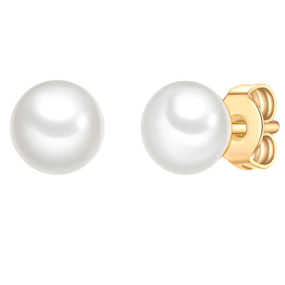 Perlen-Ohrstecker, 6,0 - 6,5 mm, gold