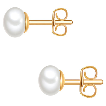 Perlen-Ohrstecker, 6,0 - 6,5 mm, gold