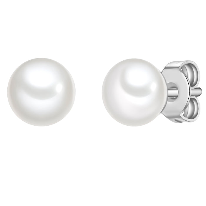 Perlen-Ohrstecker, 6,0 - 6,5 mm, silber