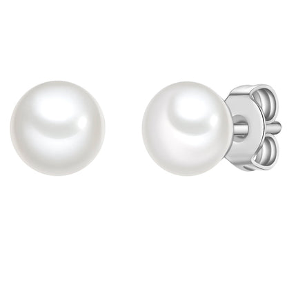 Perlen-Ohrstecker, 6,0 - 6,5 mm, silber