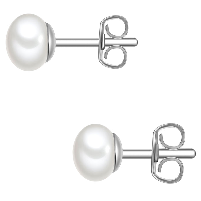 Perlen-Ohrstecker, 6,0 - 6,5 mm, silber