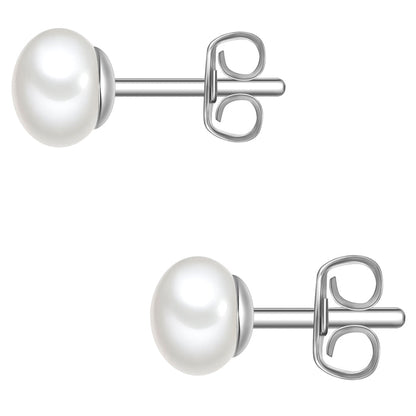 Perlen-Ohrstecker, 6,0 - 6,5 mm, silber