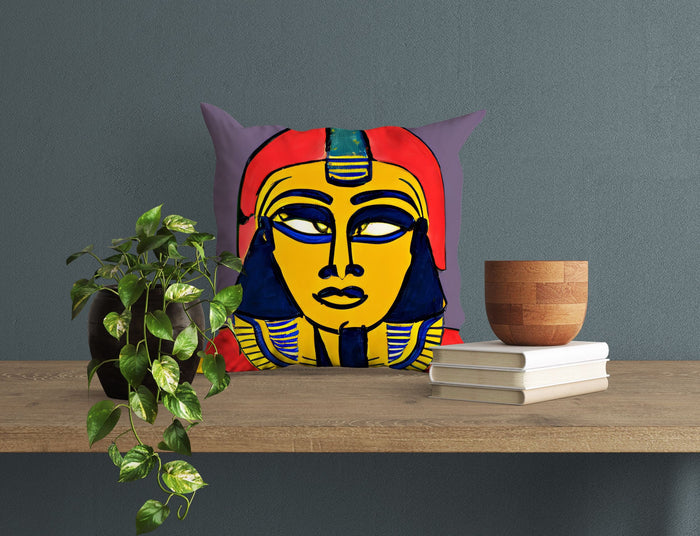 Pharaoh Of Ancient Egypt, Tapestry Pillows, Abstract Pillow Case, Art Pillow, Colorful Pillow Case, Beautiful Pillow, Playroom Decor