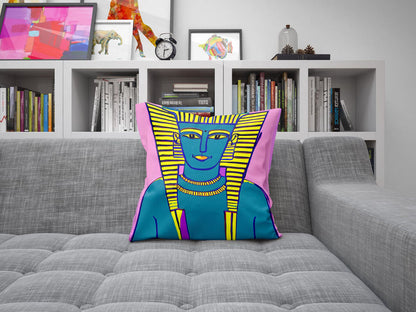 Pharaoh Of Ancient Egypt, Throw Pillow Cover, Abstract Art Pillow, Designer Pillow, Colorful Pillow Case, Watercolor Pillow Cases