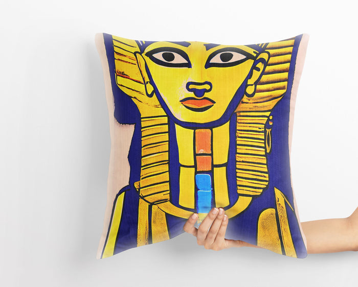 Pharaoh Of Ancient Egypt, Throw Pillow Cover, Abstract Pillow, Art Pillow, Colorful Pillow Case, Beautiful Pillow, Square Pillow