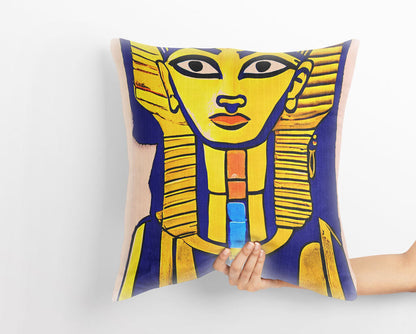 Pharaoh Of Ancient Egypt, Throw Pillow Cover, Abstract Pillow, Art Pillow, Colorful Pillow Case, Beautiful Pillow, Square Pillow