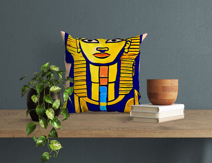 Pharaoh Of Ancient Egypt, Throw Pillow Cover, Abstract Pillow, Art Pillow, Colorful Pillow Case, Beautiful Pillow, Square Pillow