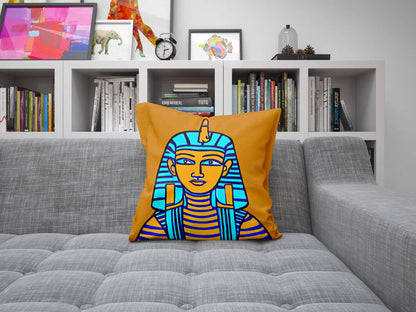 Pharaoh Of Ancient Egypt, Throw Pillow Cover, Abstract Pillow Case, Artist Pillow, Colorful Pillow Case, Modern Pillow, Large Pillow Cases