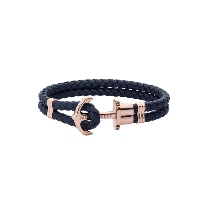 Ankerarmband Phrep Roségold Leder Marineblau