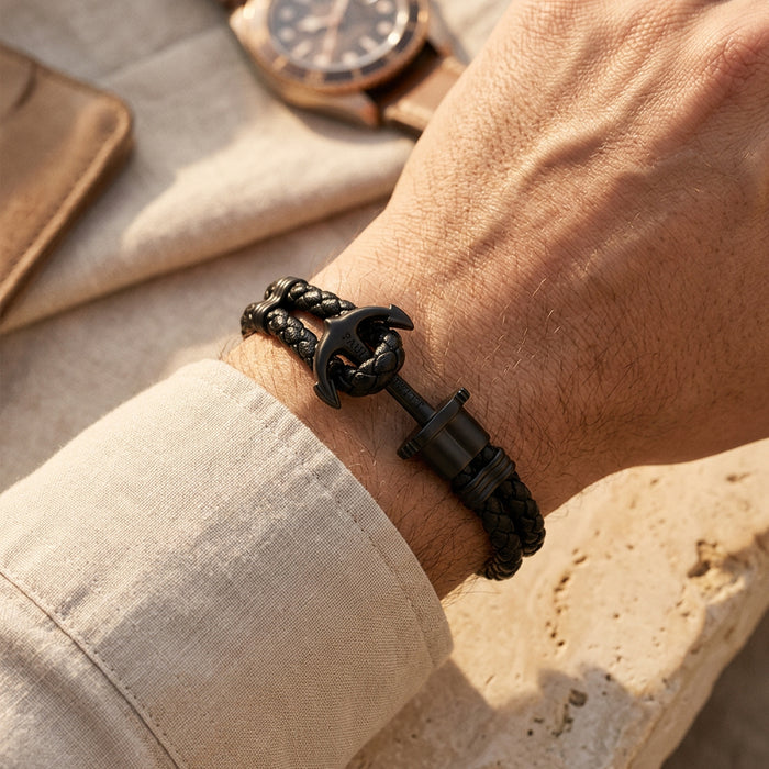 Phrep Armband Schwarz Leder Schwarz