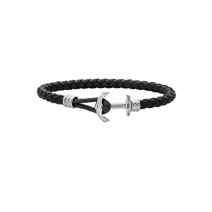 Ankerarmband Phrep Lite Silber Leder Schwarz