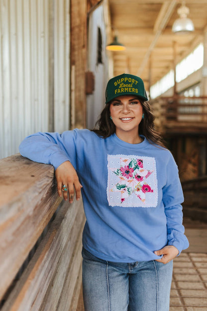 Pink Floral Patchwork SweatshirtS
