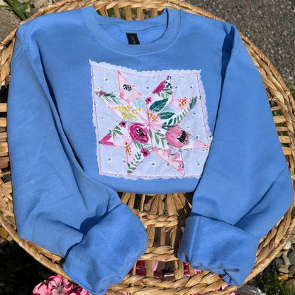 Pink Floral Patchwork SweatshirtS