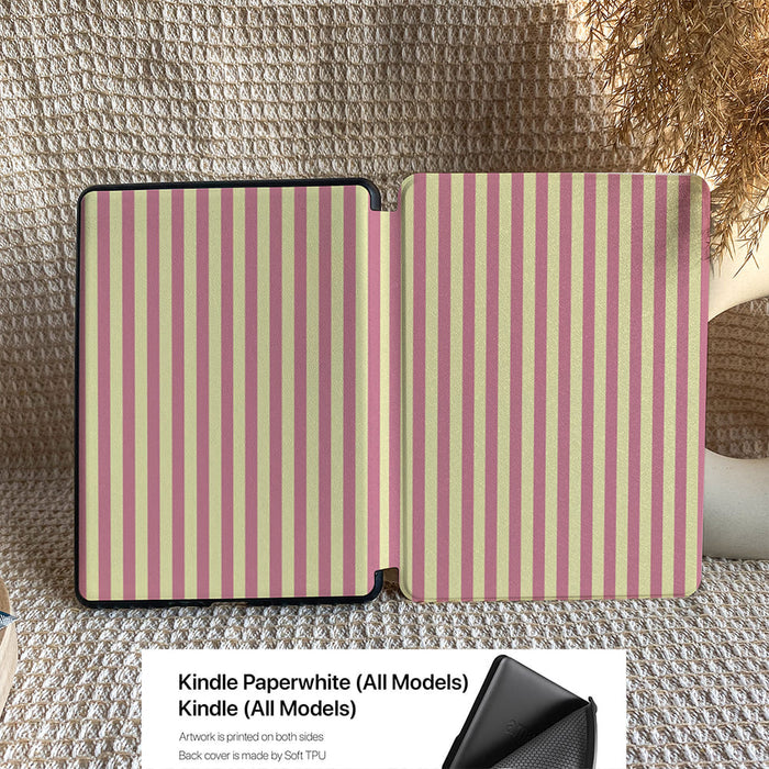 Pink & Green Stripes | Kindle Case