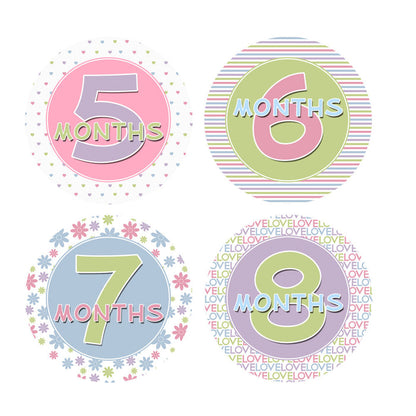 Pink, Purple, Green & Blue Monthly Baby Stickers onesie sticker - INKtropolis
