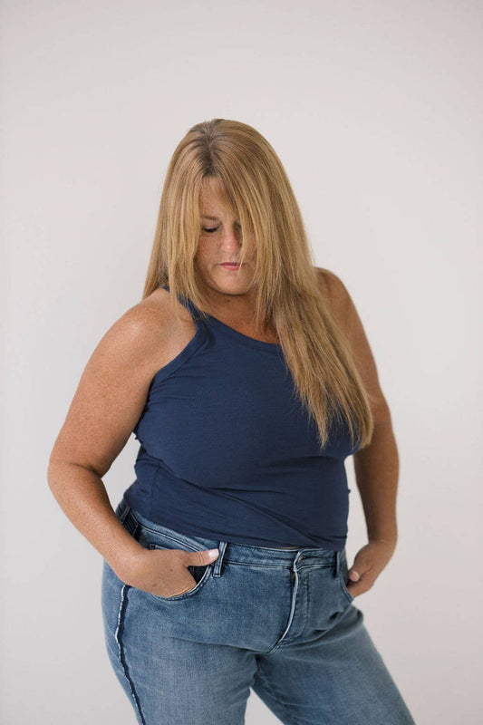 Polished Prints - The Mom Tank in Navy, Base Layer, Basic Tank, Tank Top