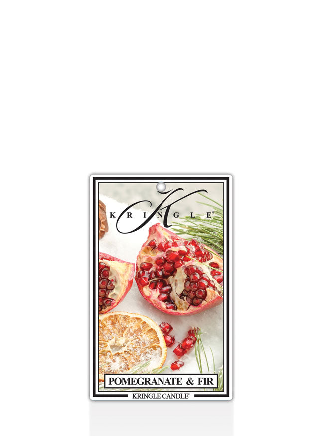 Kringle Candle air freshener for Pomegranate & Fir on a white background