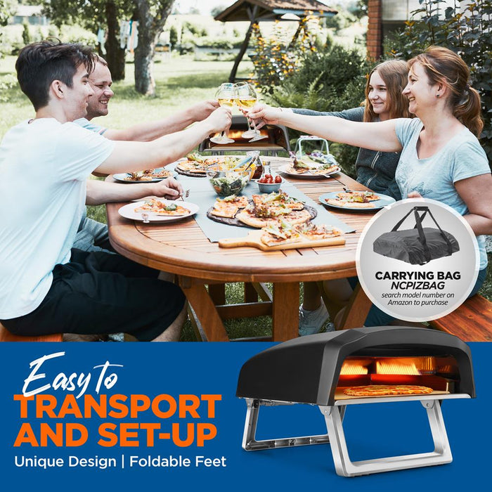 Portable Gas Pizza Oven - 12" Pizza in 60s, Stainless Steel, Easy Setup