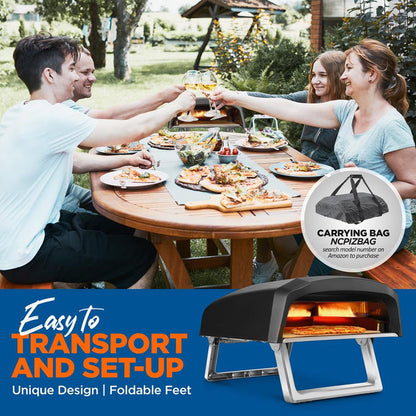 Portable Gas Pizza Oven - 12" Pizza in 60s, Stainless Steel, Easy Setup