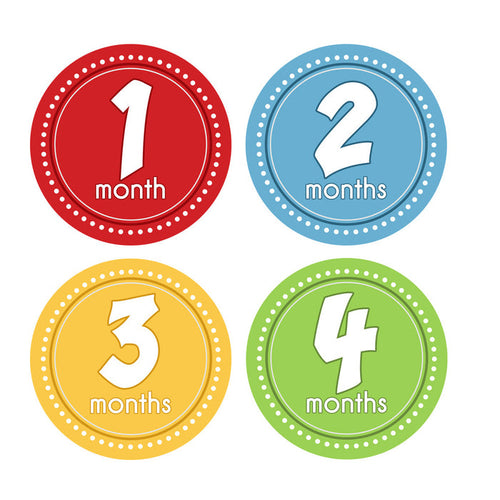Primary Colored Monthly Baby Stickers onesie sticker - INKtropolis