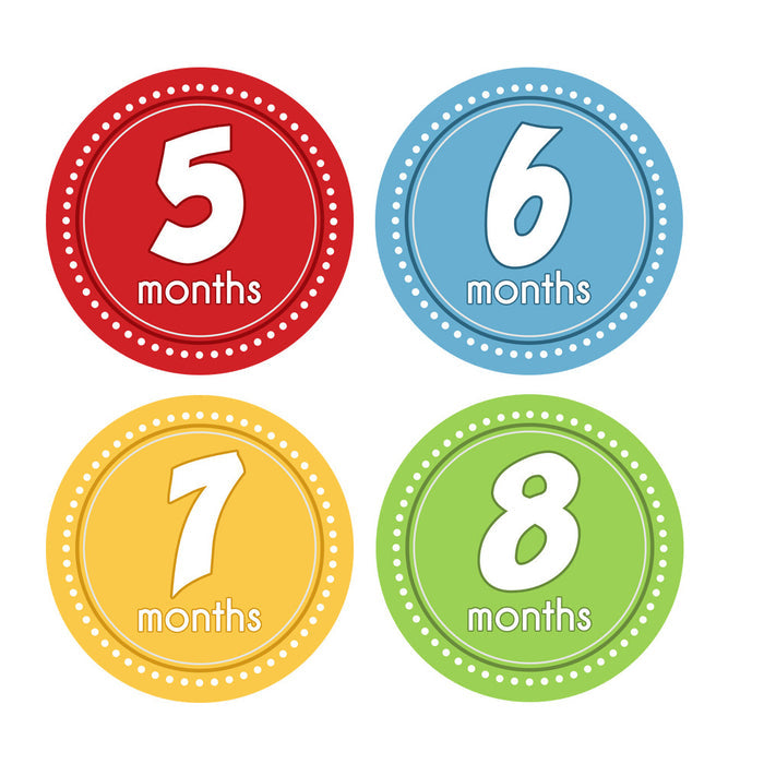 Primary Colored Monthly Baby Stickers onesie sticker - INKtropolis