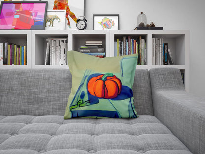 Pumpkin Halloween Original Art Pillow Case, Abstract Throw Pillow Cover, Designer Pillow, Colorful Pillow Case, Watercolor Pillow Cases