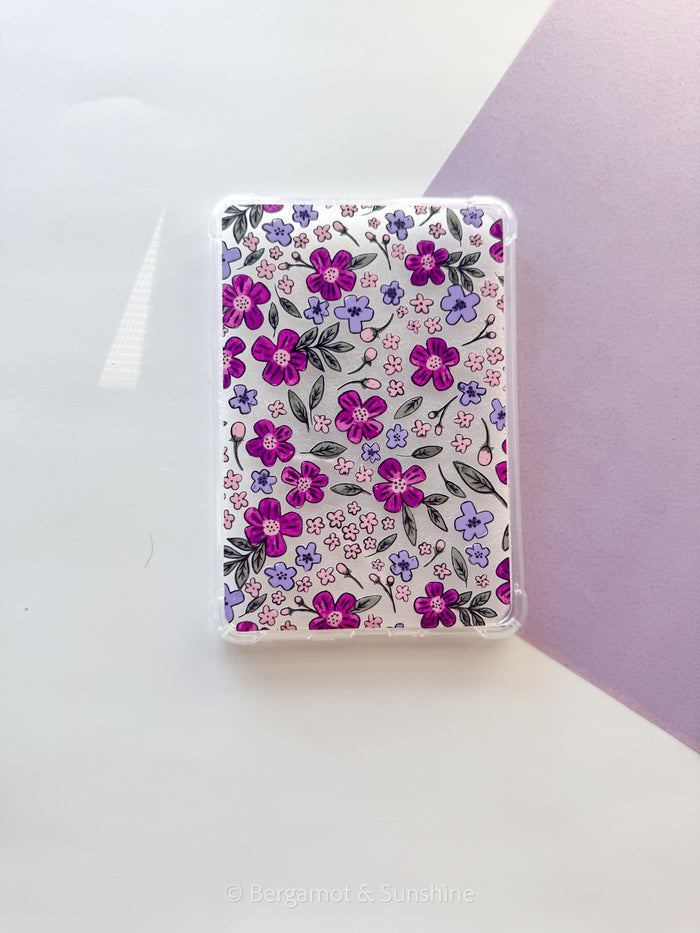 Purple Flowers E Reader Case and/or Bookmark [Combined Listing]
