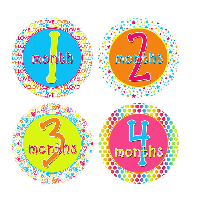 Rainbow Monthly Baby Stickers onesie sticker - INKtropolis