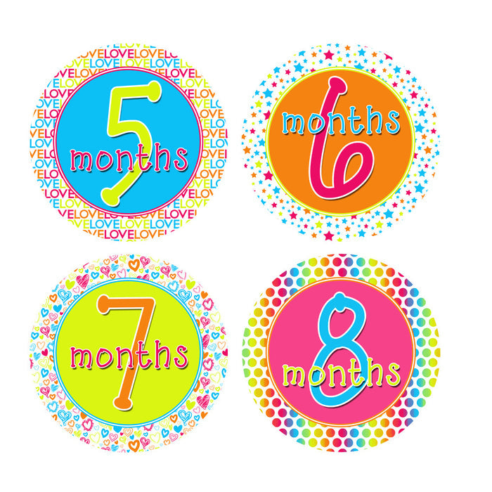Rainbow Monthly Baby Stickers onesie sticker - INKtropolis