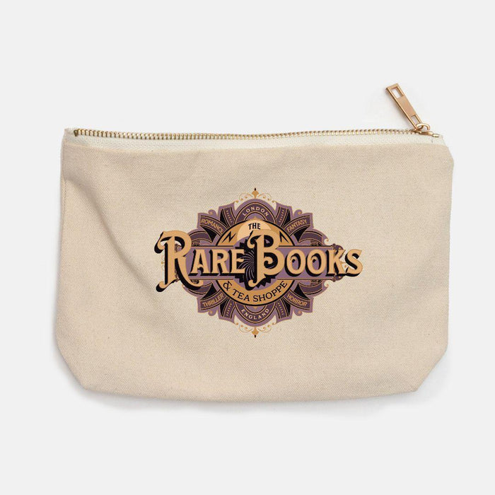 Rare Books and Tea Shoppe Pencil Bag - The Bean Workshop - book lover, bookish, pencil case, read everyday, reading accessories, retro, vintage
