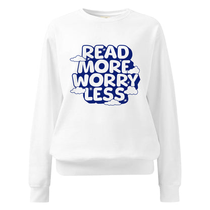 Read More Worry Less Heavyweight Sweatshirt - The Bean Workshop - Anxiety Relief Loungewear, Bookish Summer Collection, Calm Bibliophile Pullover, Cozy Reading Sweater, Read More Worry Less Sweatshirt, sweater, sweatshirt, Whimsical Book Sweatshirt.