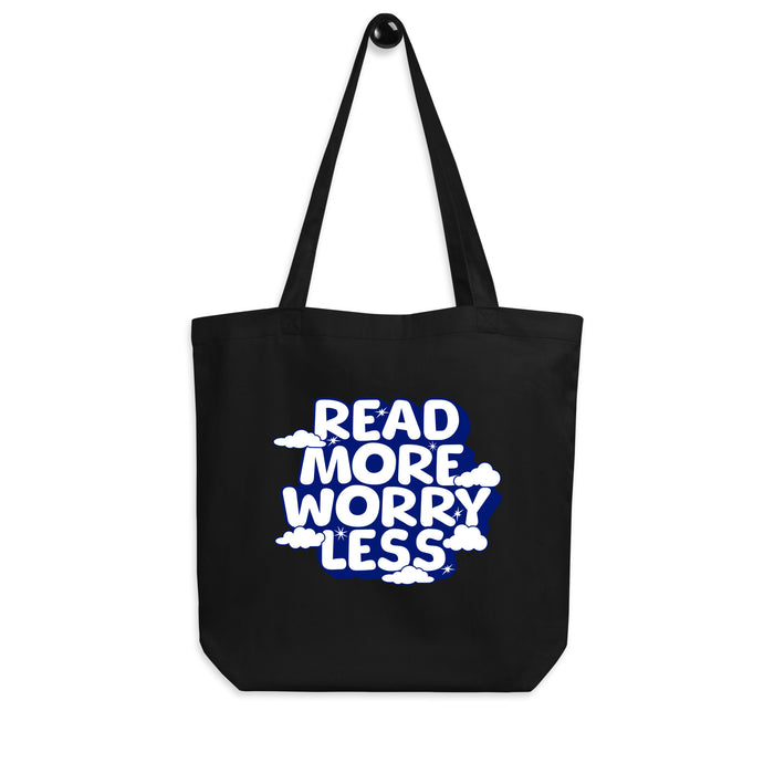Read More Worry Less Organic Cotton Twill Tote Bag - The Bean Workshop - Bibliophile Carryall, Bookish Summer Collection, Calm Quote Bag, Eco-Friendly Reader Tote, Organic Cotton Book Bag, Organic Cotton Twil tote Bag, Read More Worry Less Tote Bag, Tote Bag, Whimsical Literary Tote