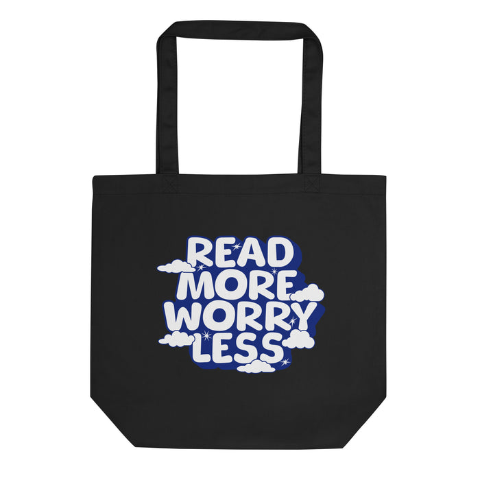 Read More Worry Less Organic Cotton Twill Tote Bag - The Bean Workshop - Bibliophile Carryall, Bookish Summer Collection, Calm Quote Bag, Eco-Friendly Reader Tote, Organic Cotton Book Bag, Organic Cotton Twil tote Bag, Read More Worry Less Tote Bag, Tote Bag, Whimsical Literary Tote
