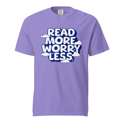 Read More Worry Less T-shirt - The Bean Workshop - Bibliophile Clothing, Book Lover Tee, Bookish Summer Collection, Positive Quote T-shirt., Read More Worry Less T-shirt, Reading for Calm Apparel, Stress Relief Shirt, t-shirt, tee