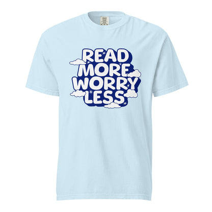 Read More Worry Less T-shirt - The Bean Workshop - Bibliophile Clothing, Book Lover Tee, Bookish Summer Collection, Positive Quote T-shirt., Read More Worry Less T-shirt, Reading for Calm Apparel, Stress Relief Shirt, t-shirt, tee