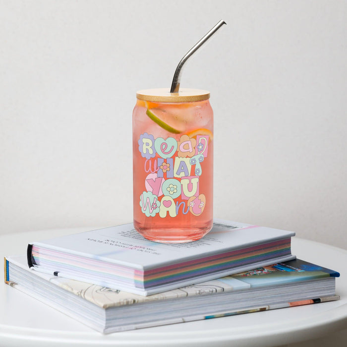 Read What You Want Can-Shaped Glass Mug - The Bean Workshop - book lover, can-shape glass, glass mug, mug, read everyday, read what you want