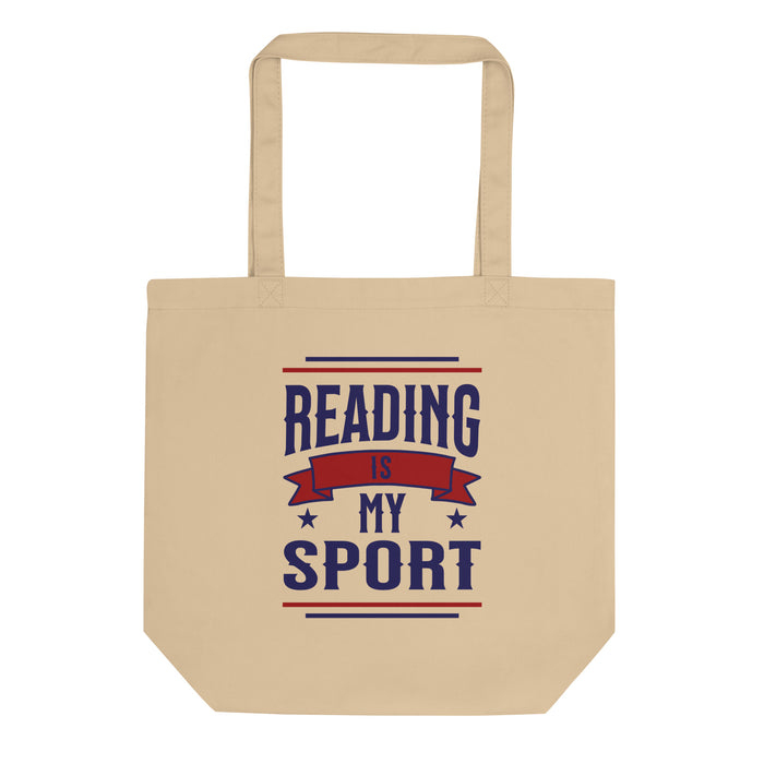 Reading Is My Sport Organic Cotton Twill Tote Bag - The Bean Workshop - Athletic Style, Book Bag, Bookaholic, Bookish Humor, Bookstore Bag, Bookworm Library Tote, Canvas Tote, Funny Book Lover Gift for Valentine's Day, Funny Quote, Gift for Readers, Reading Is My Sport Tote Bag, Retro, Varsity