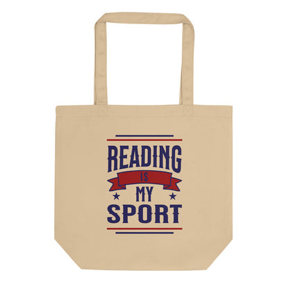 Reading Is My Sport Organic Cotton Twill Tote Bag - The Bean Workshop - Athletic Style, Book Bag, Bookaholic, Bookish Humor, Bookstore Bag, Bookworm Library Tote, Canvas Tote, Funny Book Lover Gift for Valentine's Day, Funny Quote, Gift for Readers, Reading Is My Sport Tote Bag, Retro, Varsity